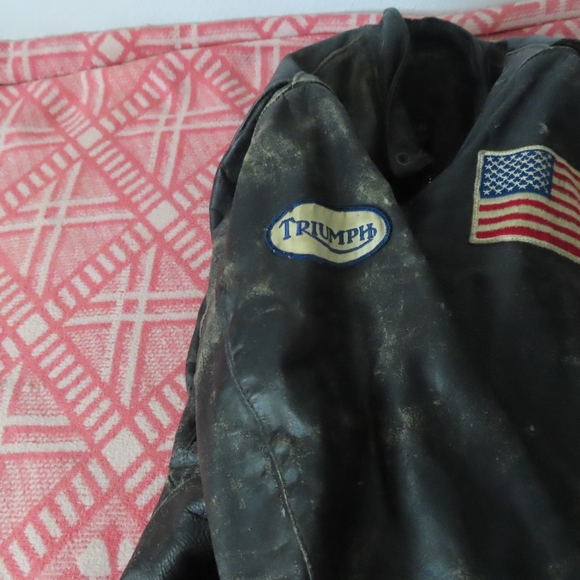 60s Brooks Cafe Racer Leather Distressed Motorcycle Biker Talon Jacket patches - Picture 7 of 11